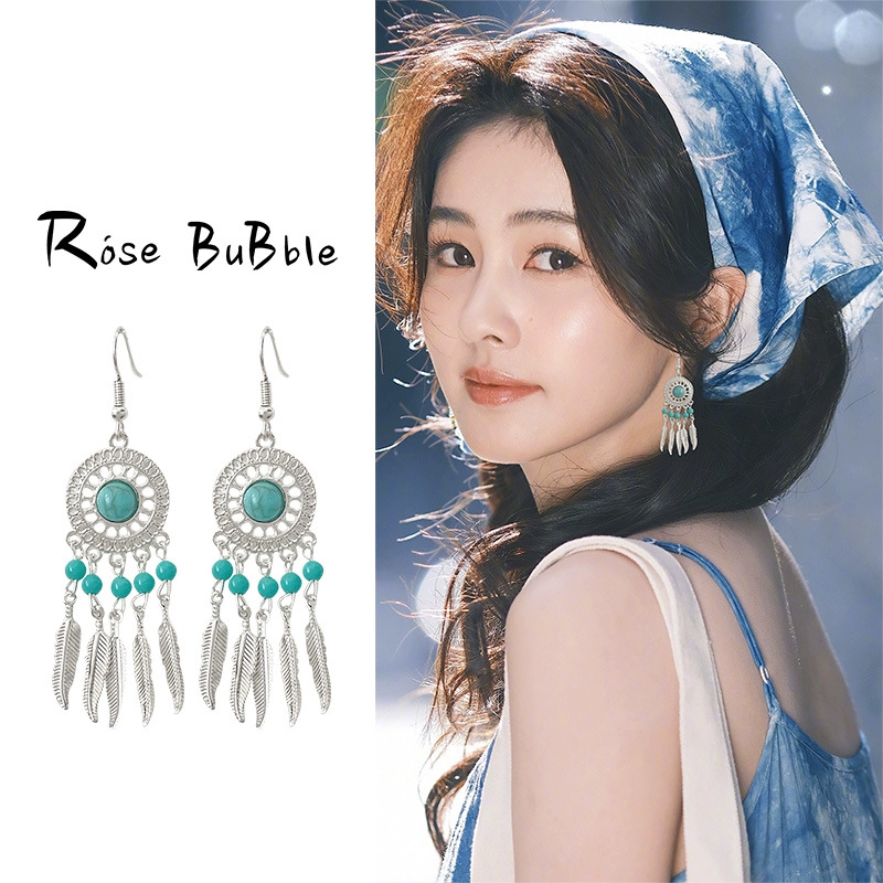 New Chinese-style tassel earrings for women, exotic Bohemian ethnic style, cool stud earrings, Hanfu cheongsam earrings for women full figure
