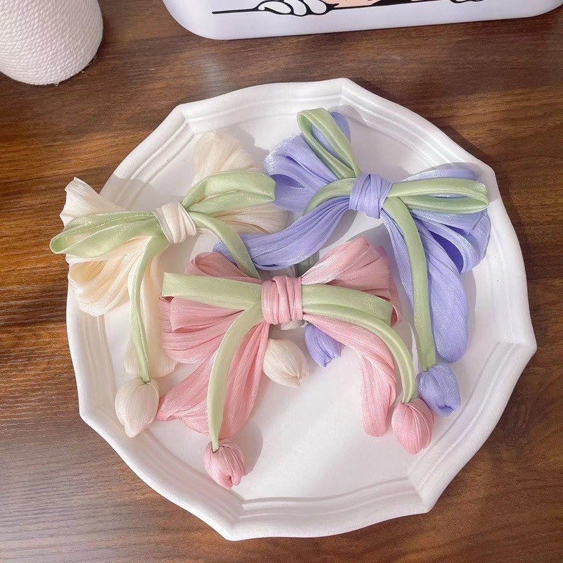 Fresh and sweet, flowing tulip large intestine hair band, fashionable and high-end hair tie, new high-end and elegant hair tie and hair accessory Specification drawing