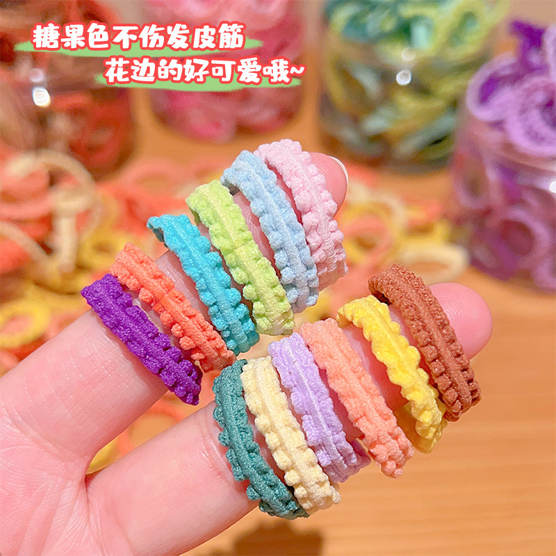 Children's hair ties are not harmful. Colorful canned lace rubber bands, girls' high-elasticity hair ties, baby headbands Specification drawing