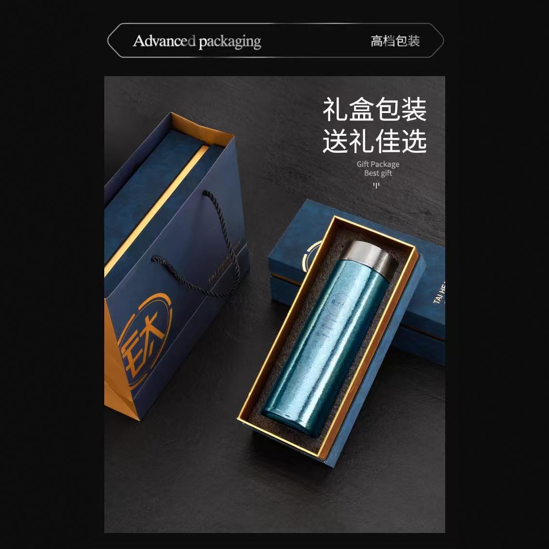 Pure titanium double-layer vacuum insulated cup, high appearance level, health-preserving pure titanium cup, business office water cup, advertising gift cup logo details Picture