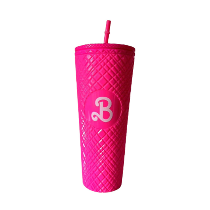 Factory wholesale double-layer plastic straw cups, large-capacity creative sharp cups, diamond durian cups, and popular drinking cups Specification drawing