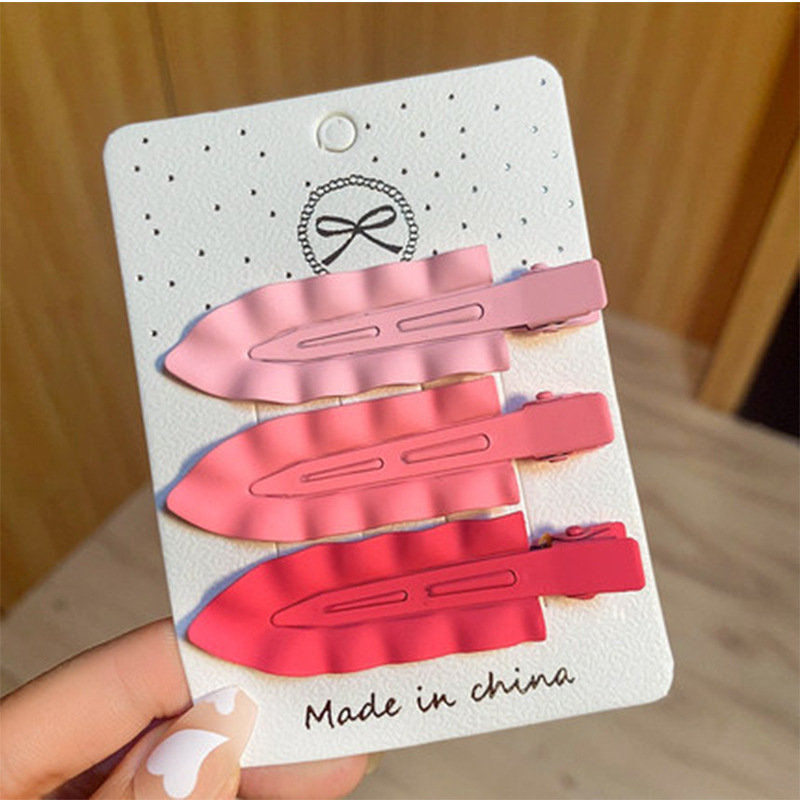 3 pieces ~ Wavy hair clips, matte metal, Korean colorful bangs, facial cleansing hair accessory, makeup side hair clippers Specification drawing
