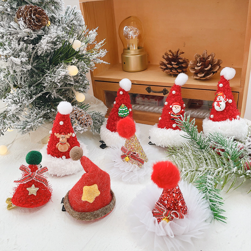 Christmas decorations: hats, duckbill hair clips, antler hair clips, bangs, cute hair accessories, small gifts, and decorations for broken hair full figure
