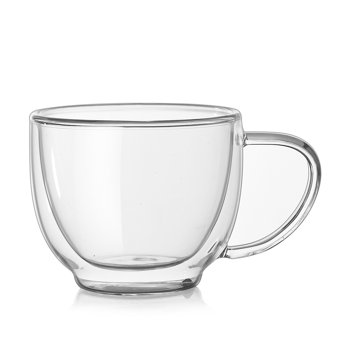 Heat-resistant double-layer glass cup with handle, 200ml transparent water cup, cross-border e-commerce creative glass cup details Picture