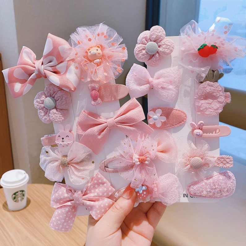 Bow hair clips, fabric flower hair clips, princess baby girls' bangs clips, children's hair accessories, hair clips that won't damage hair or break full figure