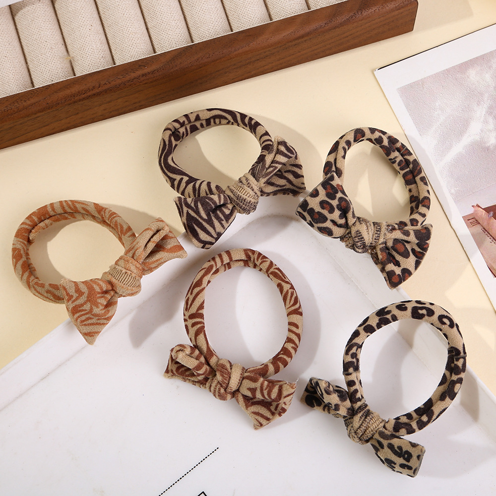 Female 2024 leopard print butterfly hair tie, rubber band hair band, high-end look, ponytail hair tie, no trace, no hair constricting full figure
