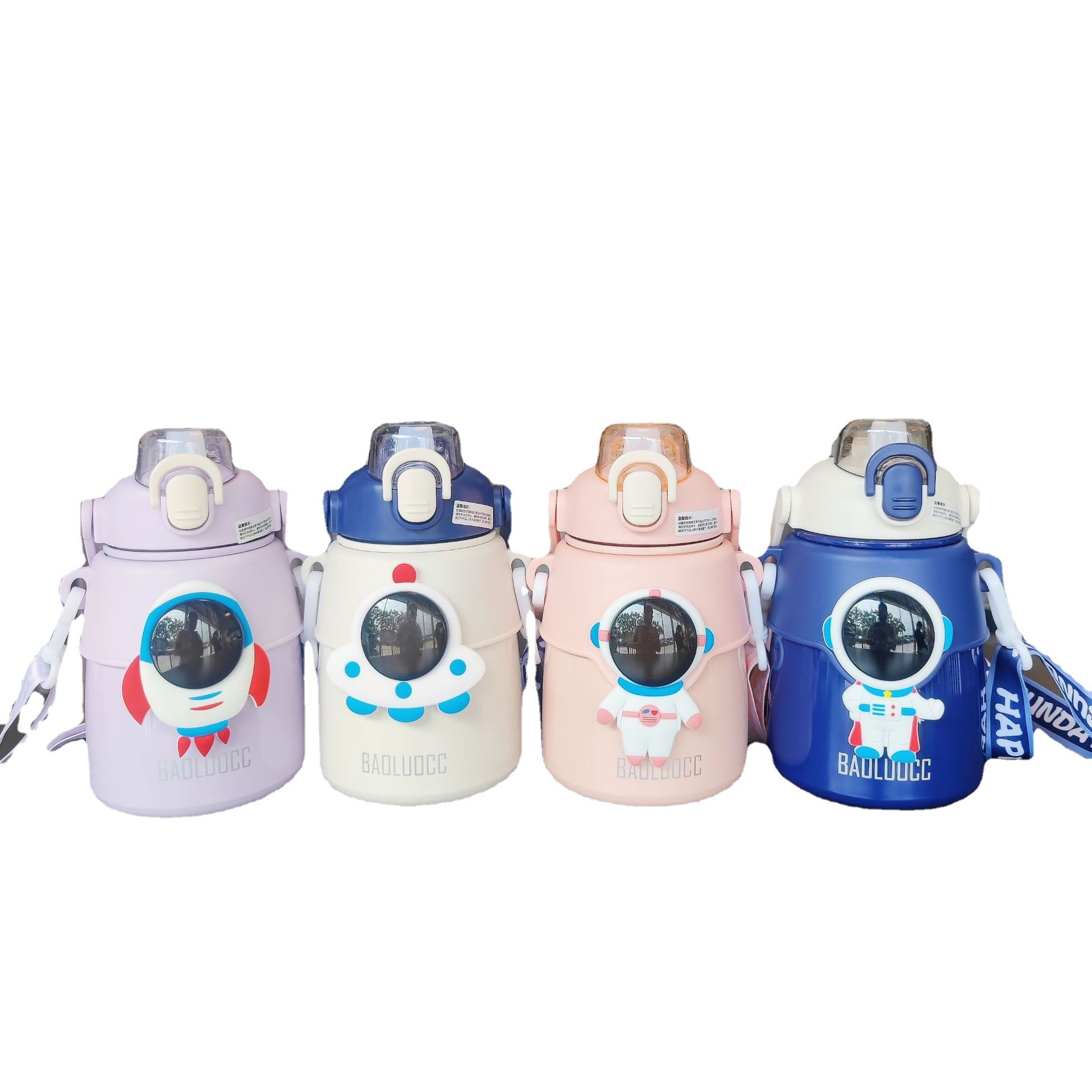 Astronaut insulated cup, big-belted Internet celebrity, high appearance level water bottle, outdoor portable, hand-held, large-capacity stainless steel straw cup Item Picture