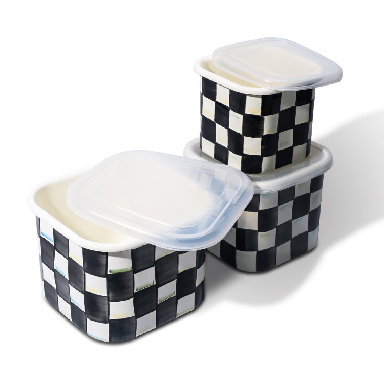 Plastic lid sealed box, enamel storage tank, enamel storage box, storage box, kitchen storage box, microwave oven full figure