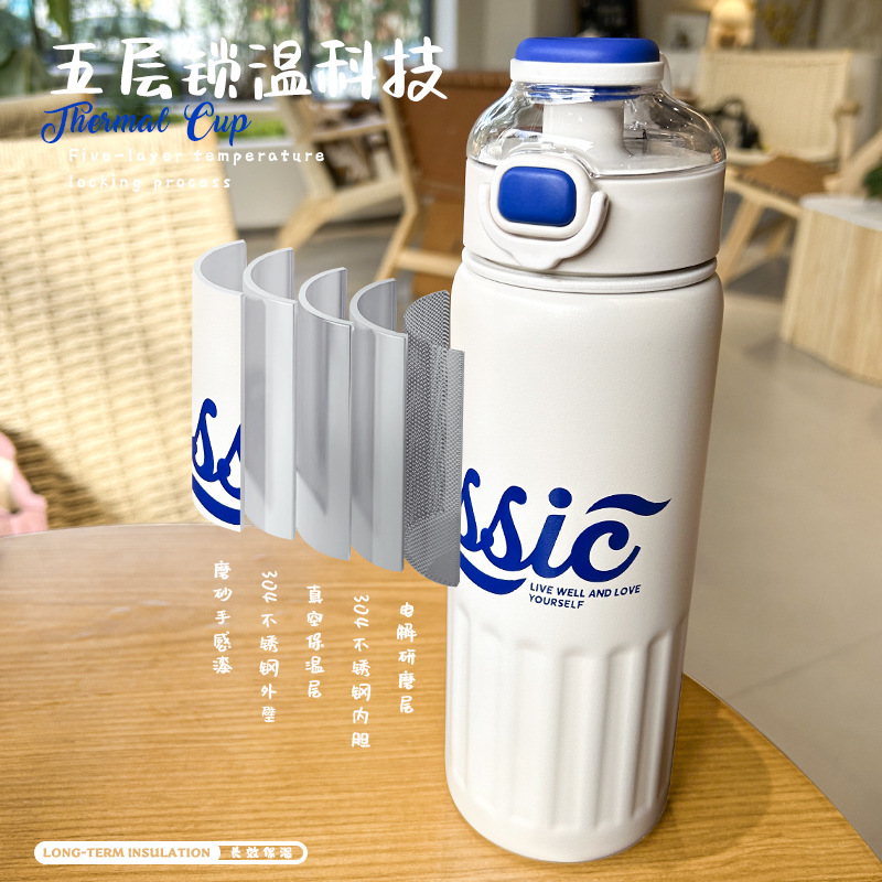 New 316L stainless steel insulated cup with high appearance level, men's and women's sports water cup, large-capacity straw insulated cold water cup Application Scenario