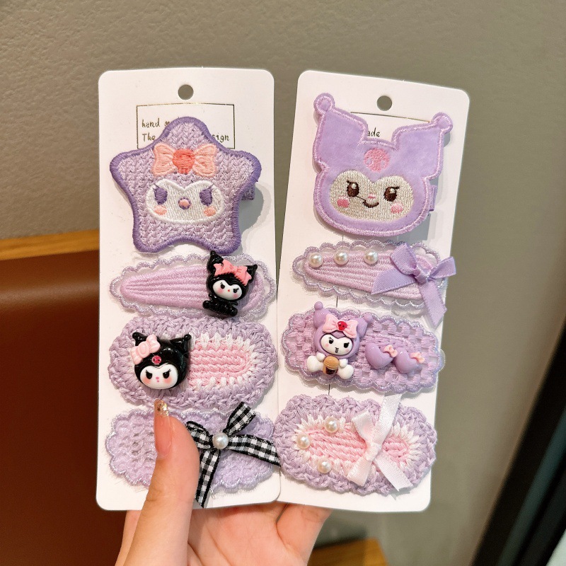New children's hair clips, cartoon and cute knitted hair accessories, girls' bangs, broken hair clips set, little girls' headwear Application Scenario