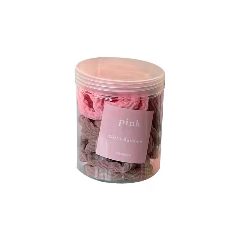 Korean-style canned girl's gradient color towel hair band, high-elasticity seamless hair tie, candy-colored leather band hair accessory Item Picture