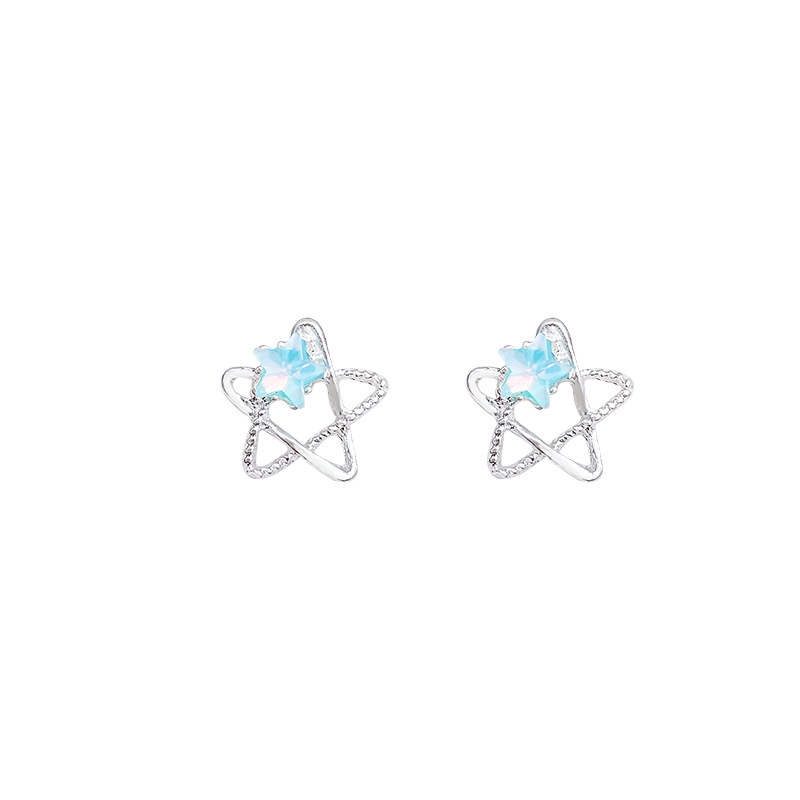 Super fairy-like, exquisite and small five-pointed star stud earrings for women, fashionable, fresh and elegant earrings, high-end and light luxury bestsellers Item Picture