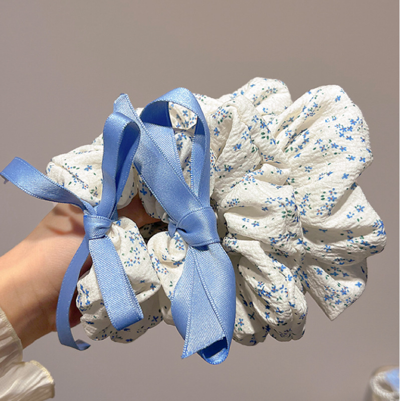 Elegant floral floral large intestine hair band for women, high ponytail hair tie, elastic hair accessory 2024 New style, sweet and non-damaging hair tie Specification drawing