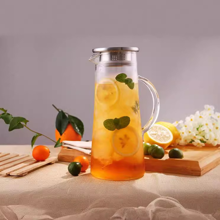 Thickened glass cold water kettle, large-capacity summer juice lemon cup, explosion-proof and high-temperature resistant large cold boiled water kettle Specification drawing