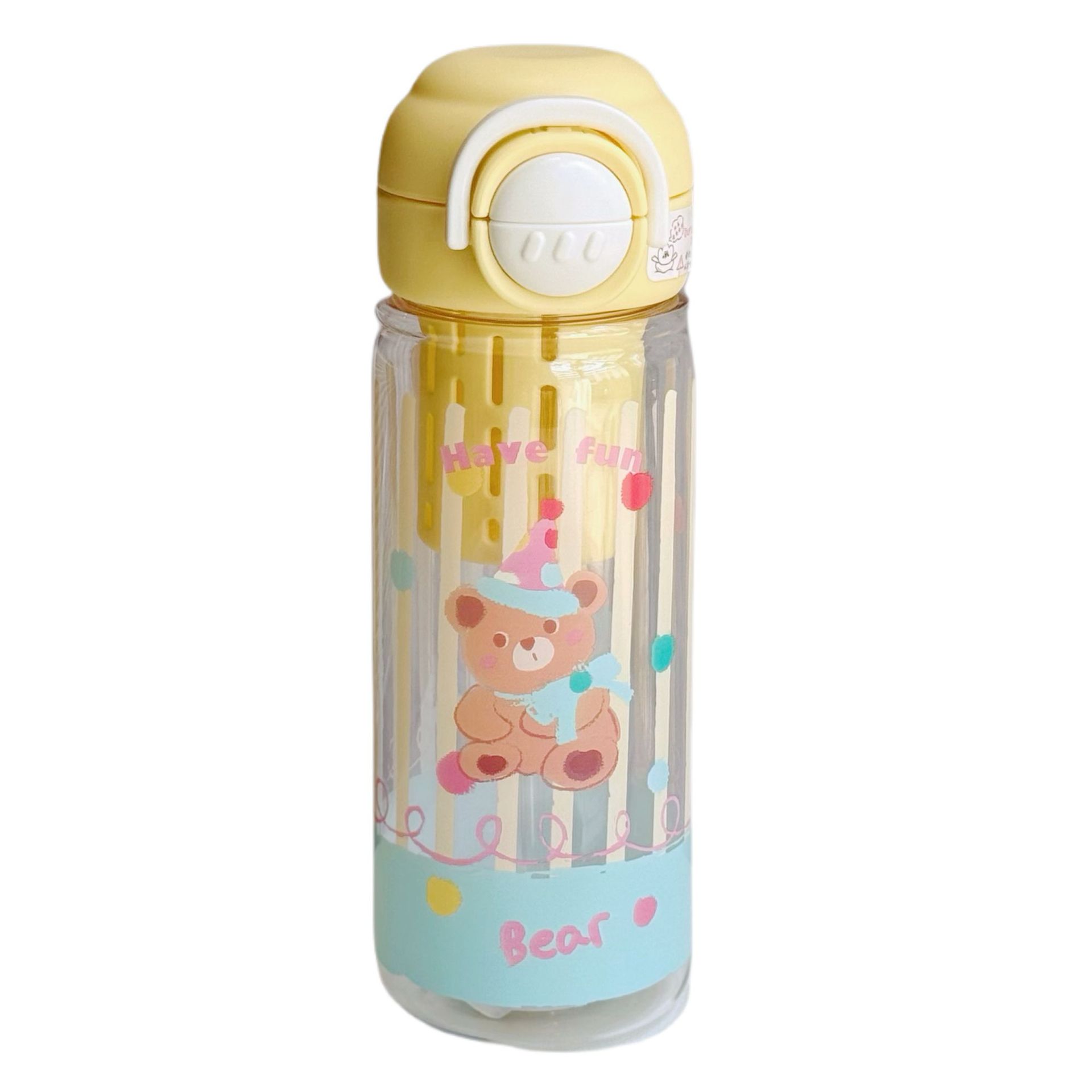Cartoon cute girls' water cup, high appearance level, double-drinking summer straw cup, student-specific side pocket, new plastic cup Item Picture