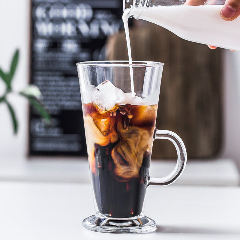 Lizun Creative Irish coffee cup, tall milk tea hot drink cup, transparent glass juice cup, can be printed with LOGO Specification drawing