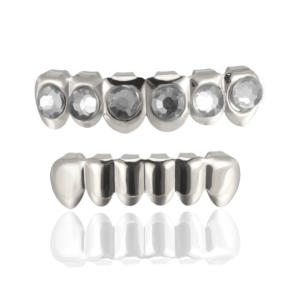 Wholesale of 2024 new hip-hop accessory braces from Europe and America with large diamonds and gold-plated rap braces Grills details Picture