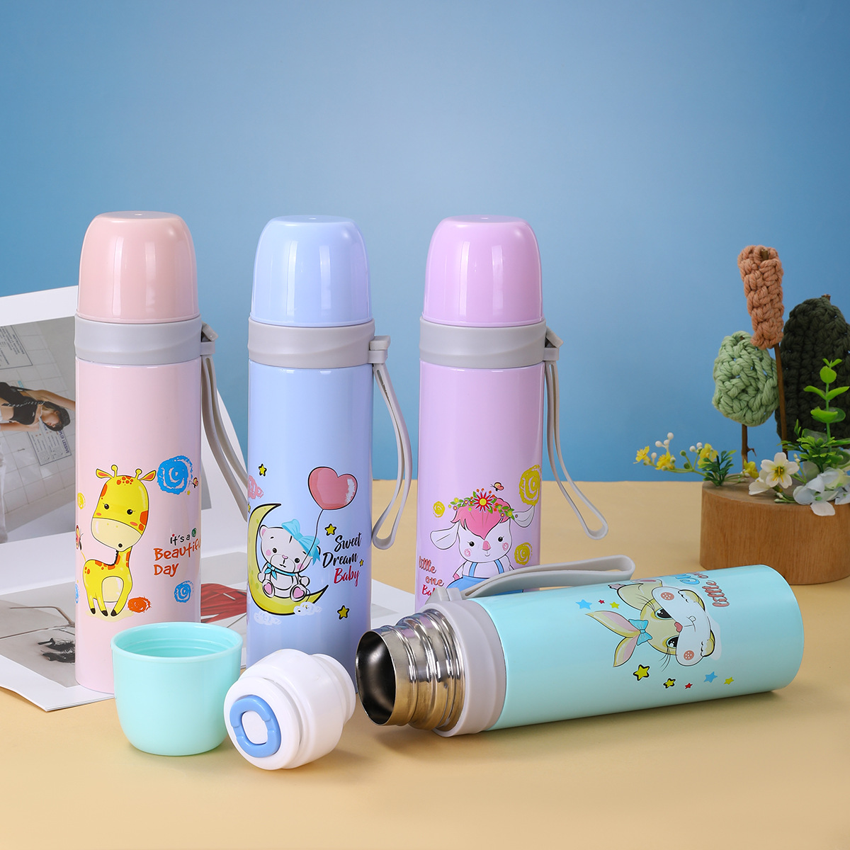 304 stainless steel double-layer vacuum insulated cup, children's outdoor anti-drop water cup, bullet-shaped business gift cup details Picture