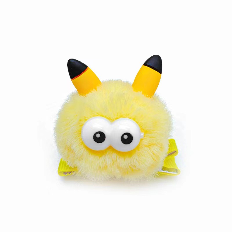 Big eyes, cute ears, pom-pom hair clips, duckbill clips, Korean-style girl's dopamine broken hair, bangs and sweet hair accessories Item Picture