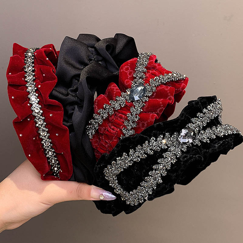 New Year red hairband women's autumn and winter high-end headband 2023 New high top retro hairpin New Year headwear details Picture