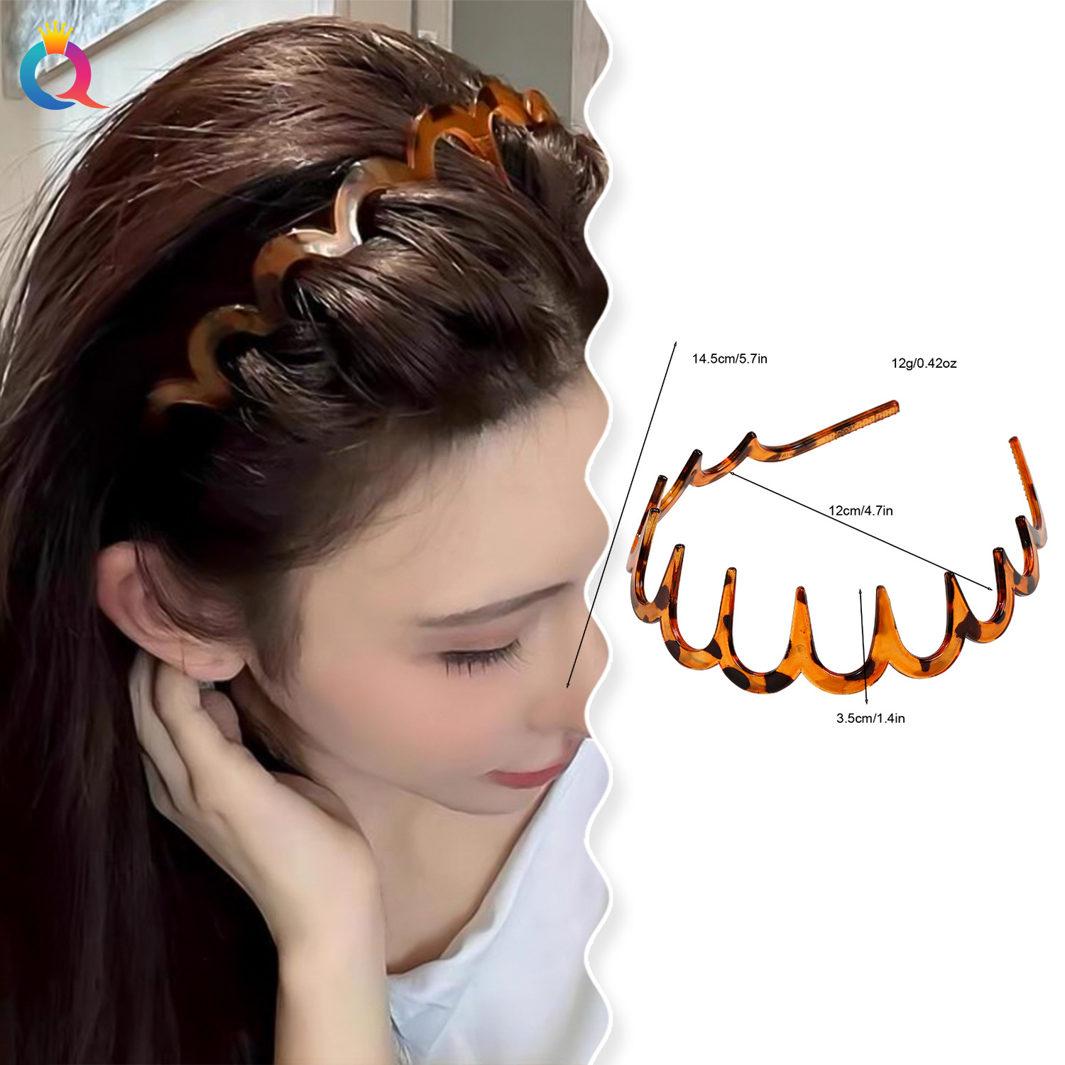 Qiyue's best-selling PC wavy hair band, elegant face-washing headband, anti-slip, high-end feel, hair hole, toothed hair clip and hair accessory wholesale details Picture