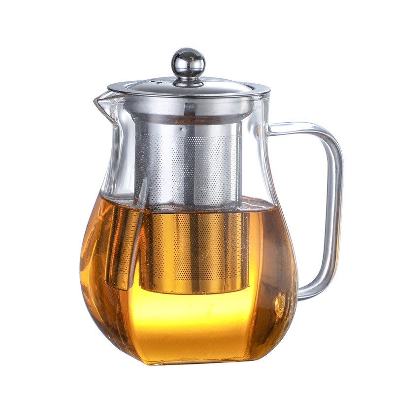 High borosilicate glass teapot, 304 stainless steel inner liner, thickened filter screen, tea brewer, high-temperature resistant tea teapot for household use Item Picture
