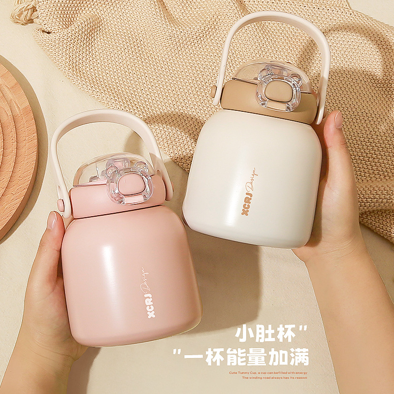 Insulated cup, children's large-capacity straw, cute portable water cup for female students, high appearance level, household Yongkang cup Application Scenario