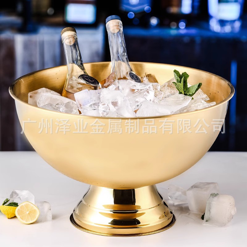 Cross-border stainless steel champagne basin ice bucket, bar, party, gathering, chilled red wine, spirits, beer bucket, Punch basin, large size Specification drawing