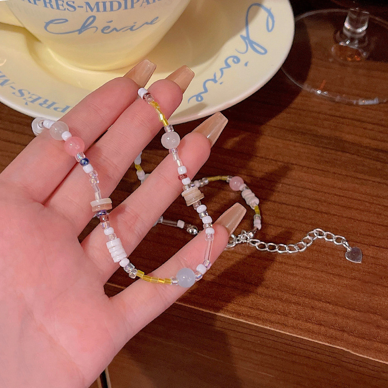 Colorful imitation natural stone beaded necklace for women, summer fashion, individuality and charm, collarbone chain, sweet girl, cute accessory wholesale full figure