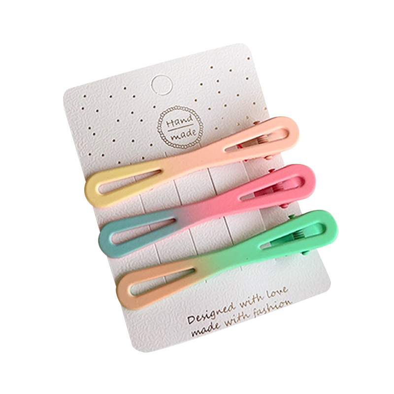 Korean candy-colored duckbill clips, simple macaron metal bb clips, girl's side bangs clips, and scratch-off clips Item Picture