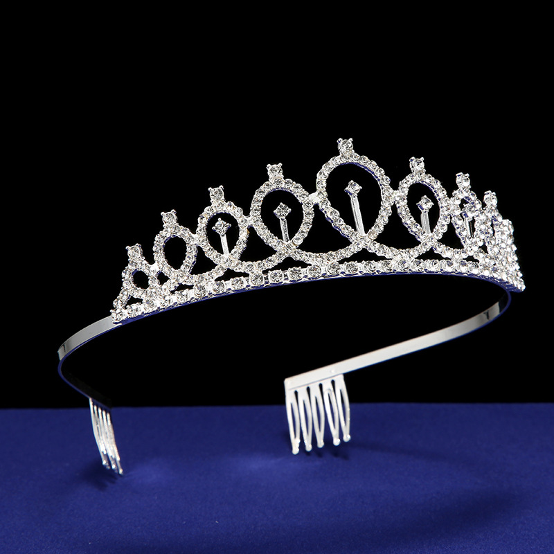Bride's crown headwear, cross-border hair comb, children's hair band, rhinestone crown, birthday wedding dress, wedding accessories wholesale Specification drawing