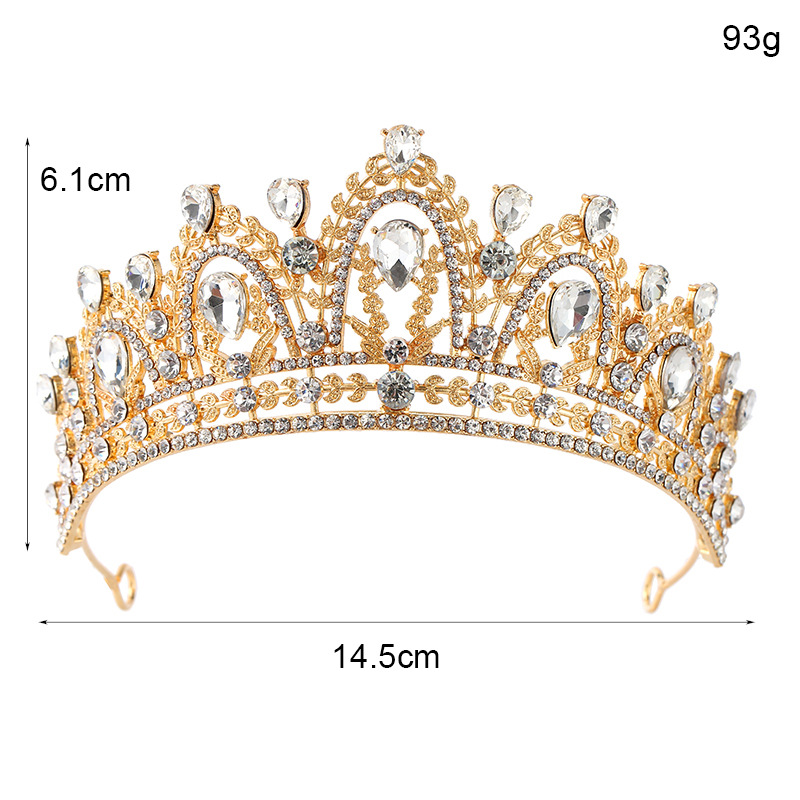 The bride's diamond-encrusted crown headwear, a grand wedding accessory with a European and American style, and a crystal princess birthday crown hair accessory Item Picture