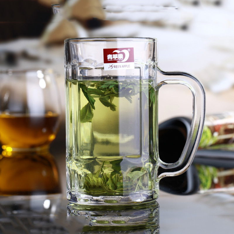 Green apple transparent glass draft beer cups, beer mugs, tea cups, juice cups, water cups, glass cups wholesale with logo printing details Picture