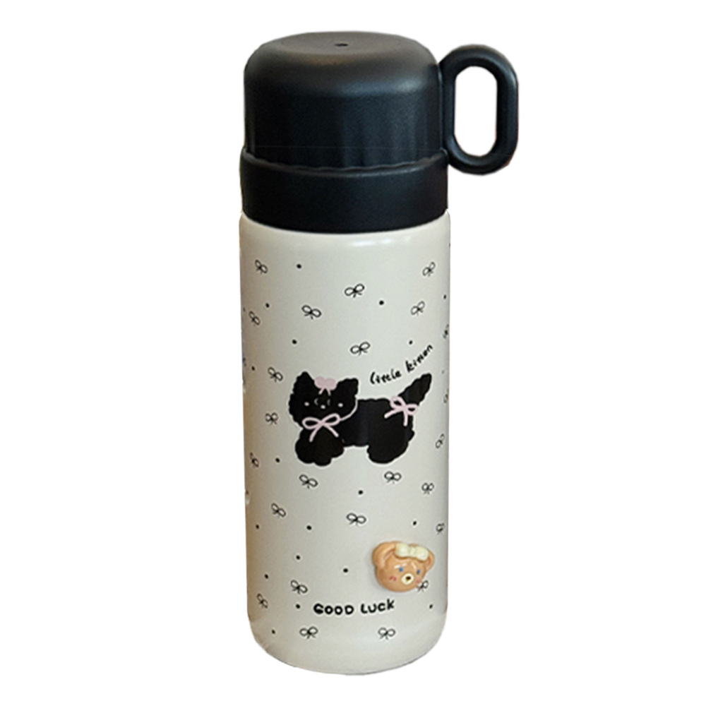 New bowknot girls' insulated cup with high appearance level, portable one-lid dual-purpose stainless steel cup gift Item Picture