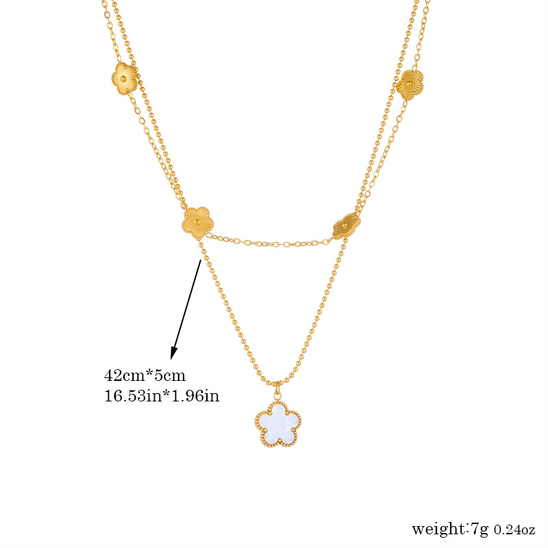 A fashionable and retro style, simple gold-plated flower double-layer chain stainless steel jewelry necklace Application Scenario
