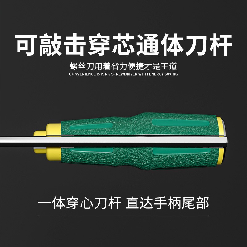 A set of high-hardness household tools with a flat-mouthed, flat-head, strong magnetic plum blossom screwdriver, through-hole screwdriver, cross type Specification drawing