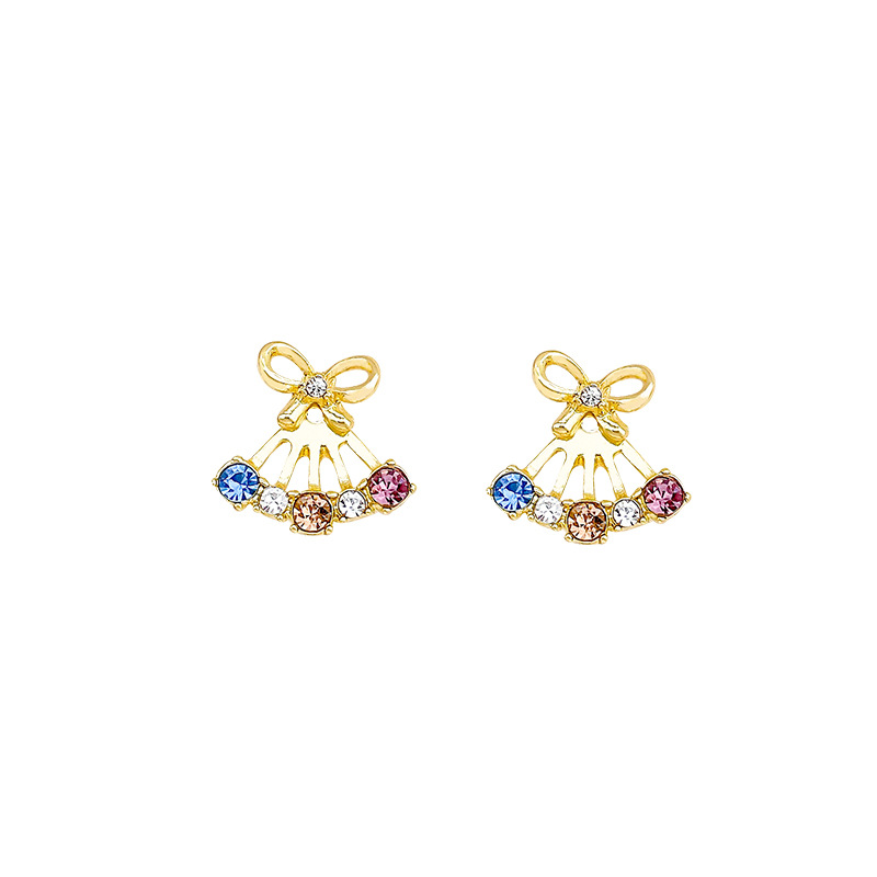Colorful Zircon bow stud earrings for women 2024 New bestsellers, high-end Korean-style earrings, pendants and earrings wholesale Item Picture
