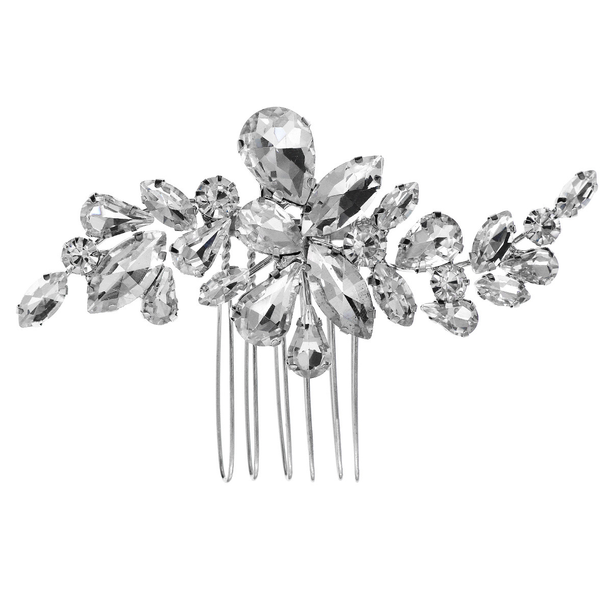 The light luxury and high-end water diamond flower hair comb is a perfect wedding bun style for brides, a versatile and dazzling hair accessory for wedding photos Item Picture