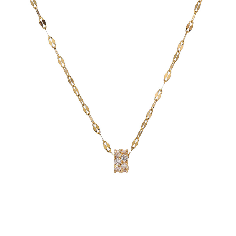 Simple and elegant double-row diamond waist pendant titanium steel necklace, exquisite zircon for women, versatile and popular collarbone chain wholesale Item Picture