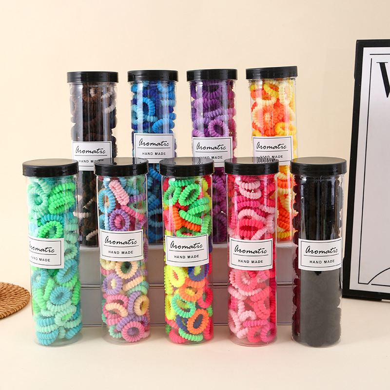 Bucket children's rubber bands, girls' braids, towel loops, girls' candy-colored thumb hair loops, no damage to hair, high-cut strings full figure