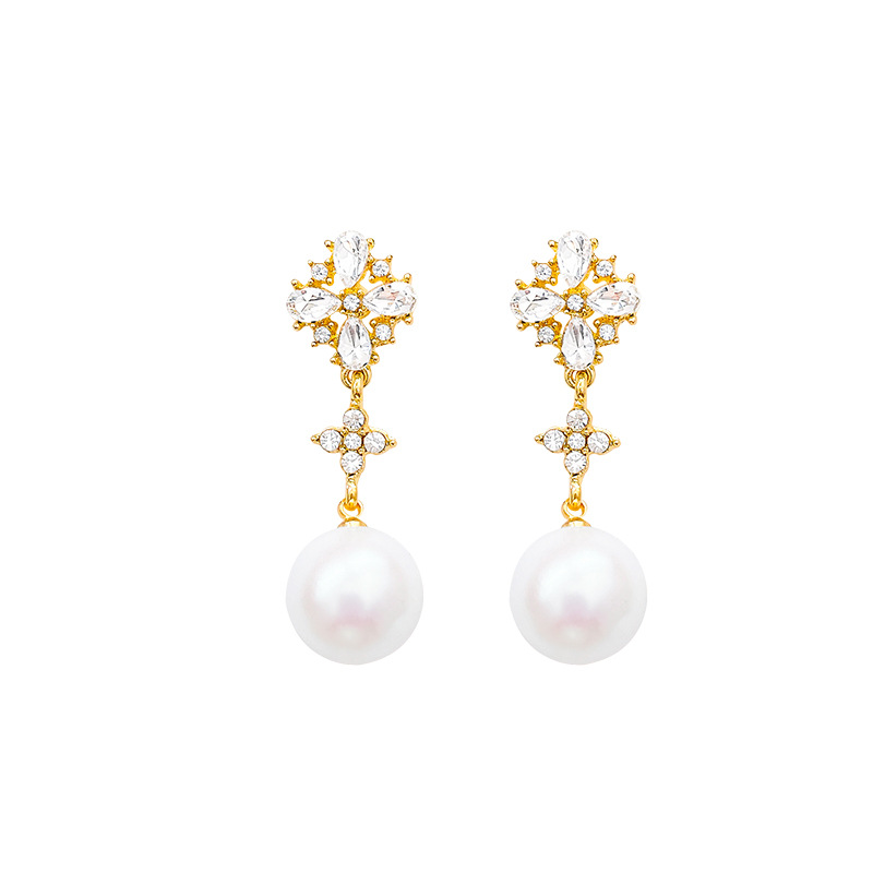 Snowflake pearl tassel earrings, a new 2024 women's light luxury and high-end round face ear accessory, a trendy and elegant stud Item Picture