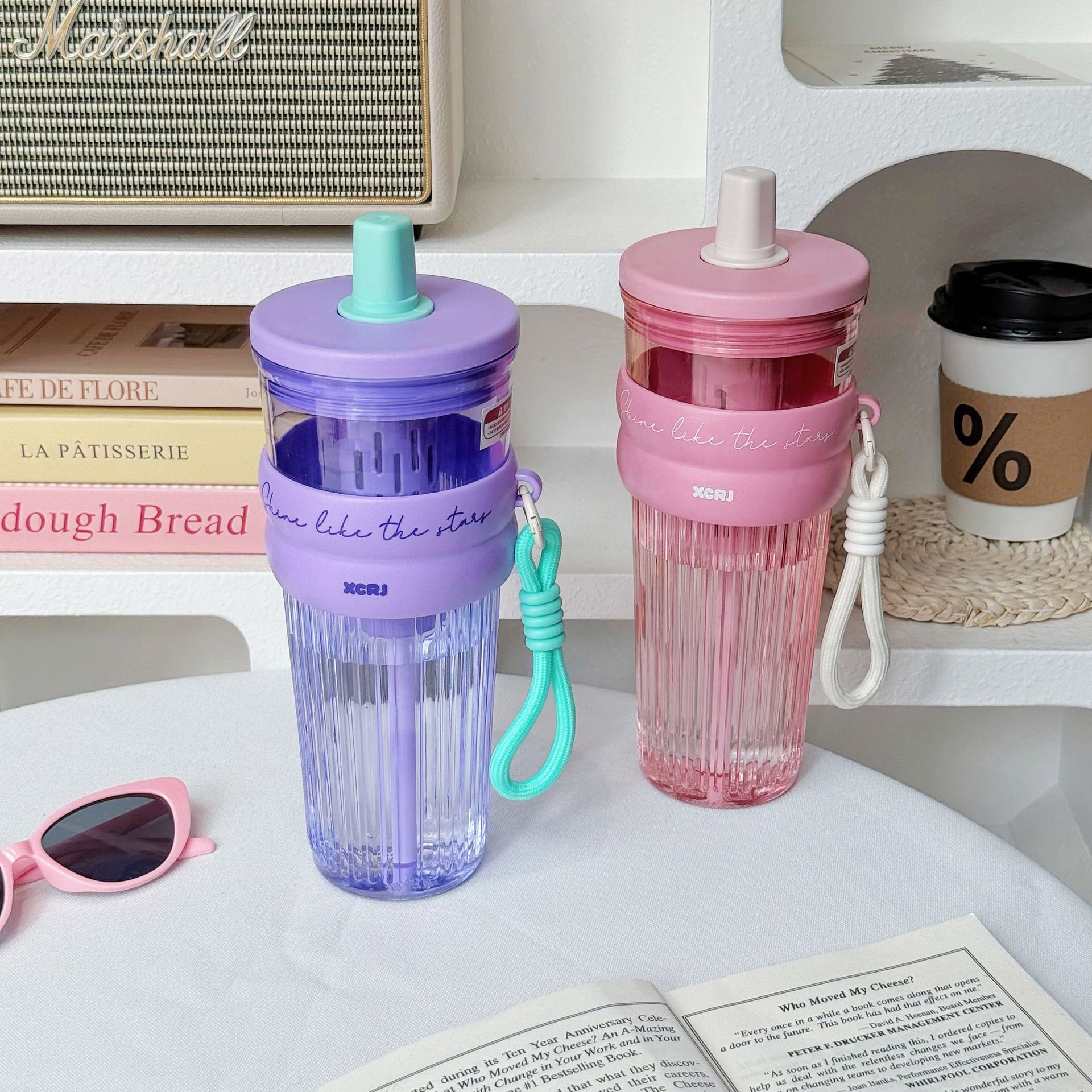 Simple large-capacity straw cup, high appearance level, men's tea-water separation cup, portable for office and home use, women's cup Specification drawing