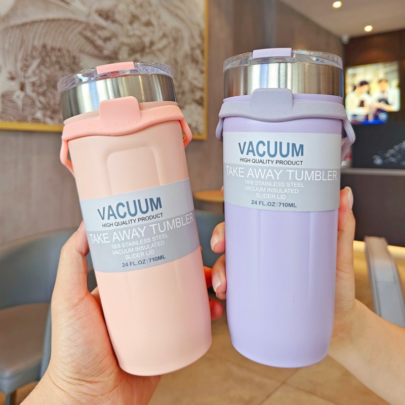 Simple stainless steel water cup for foreign trade, large-capacity coffee cup, portable silicone handle, car ice cup details Picture