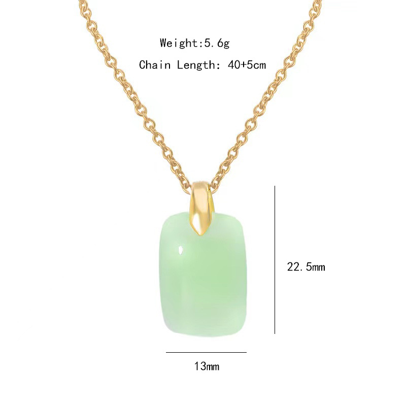 Green glass imitation jade ruyi peace pendant necklace for women, a unique and versatile collarbone chain with a simple design sense. Wholesale of accessories Item Picture