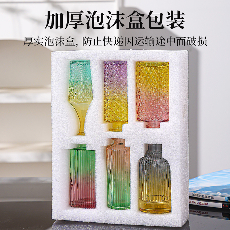 Wholesale glass gradient vase, model house, sales office, villa, modern and simple decorative items, simple vase Specification drawing