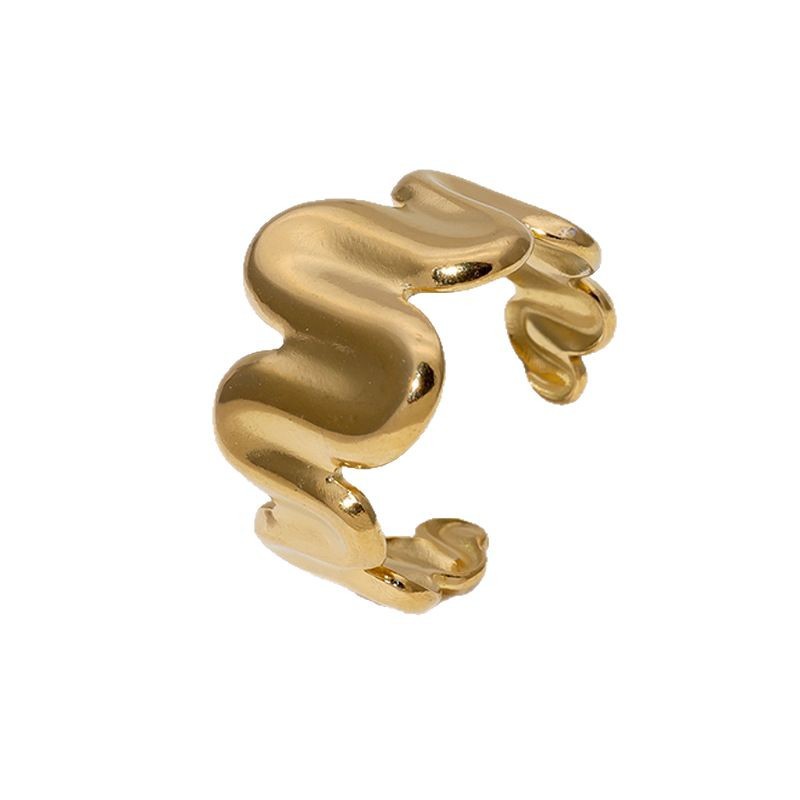 Stainless steel smooth ring for women, light luxury and high-end feel, geometric cut, anti-color fading, cross-border exclusive, niche design style Item Picture