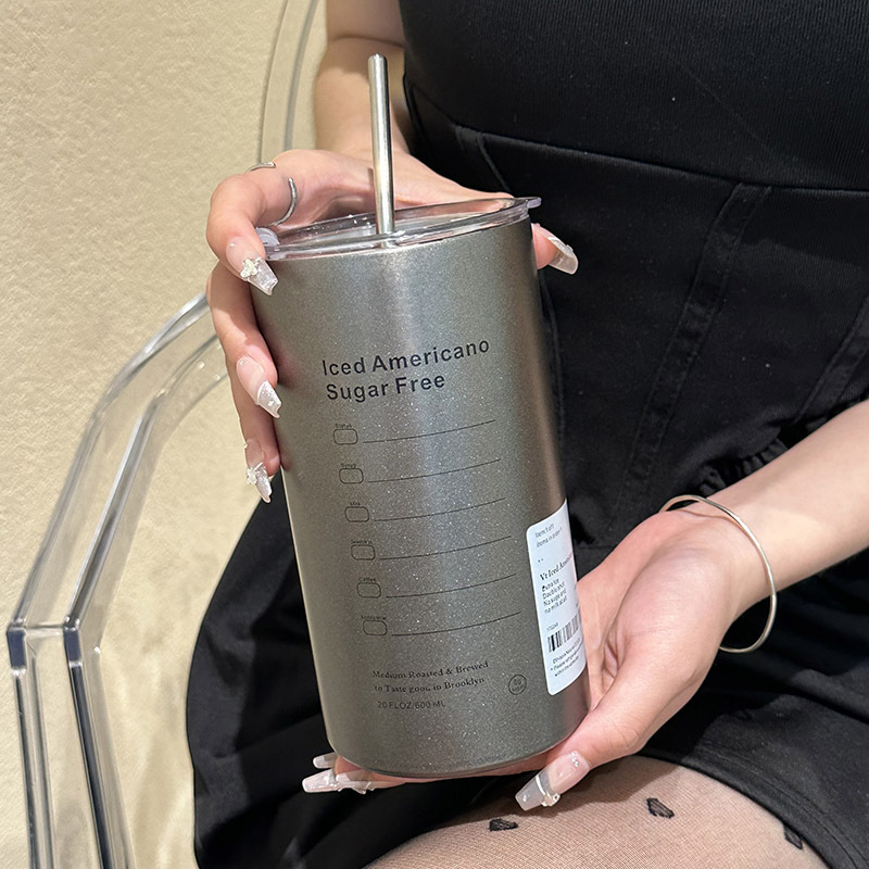 Bingba Cup, 304 stainless steel cold and heat preservation cup, straw cup, large-capacity ins American coffee cup, portable water cup details Picture