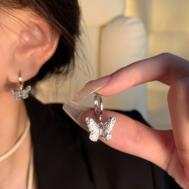 Korean bestsellers, niche and high-end butterfly ear studs, women's small, exquisite, versatile and elegant ear studs, internet-famous earrings details Picture