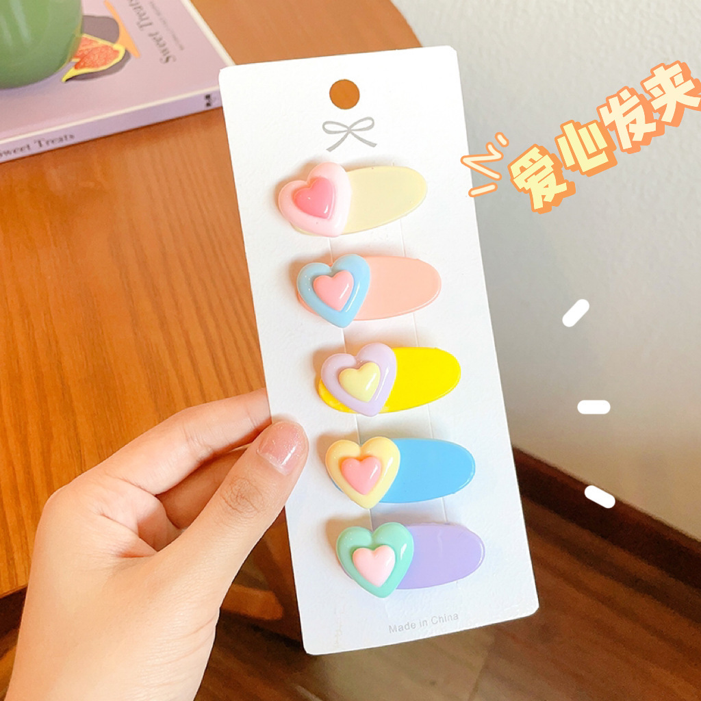 Dopamine Heart five-pointed star hair clip, sweet star bb clip, cute hair clip, duckbeak clip, hair accessory and headwear details Picture