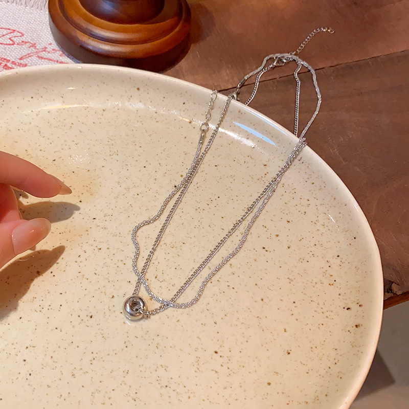 Autumn and winter double-layer sweater chain simple circular necklace for women 2025 new bestseller, niche light luxury high-end necklace accessory Specification drawing
